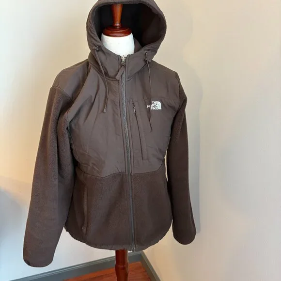 The North Face Brown Fleece Hooded Jacket Women's Large Full Zip - Picture 2 of 11